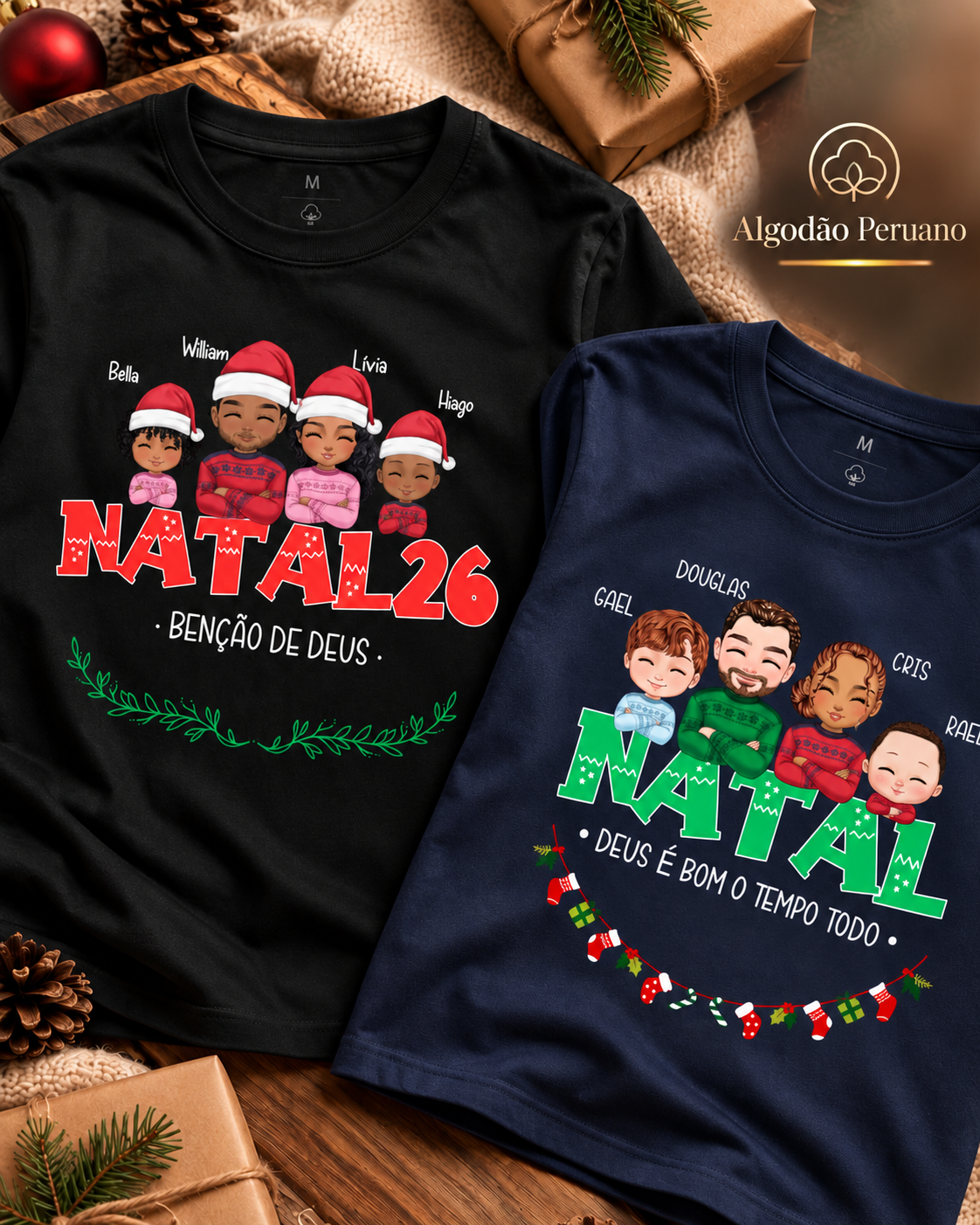 Família Natalina - Algodão Peruano