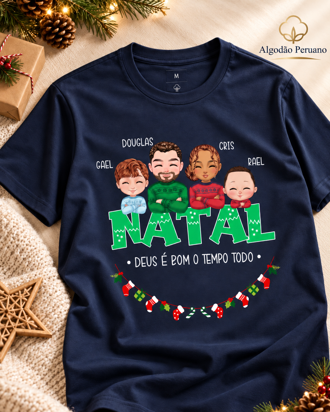 Família Natalina - Algodão Peruano