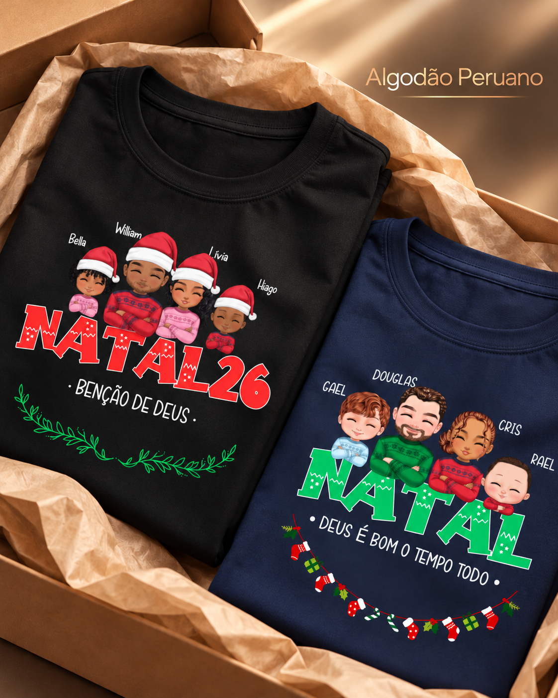 Família Natalina - Algodão Peruano