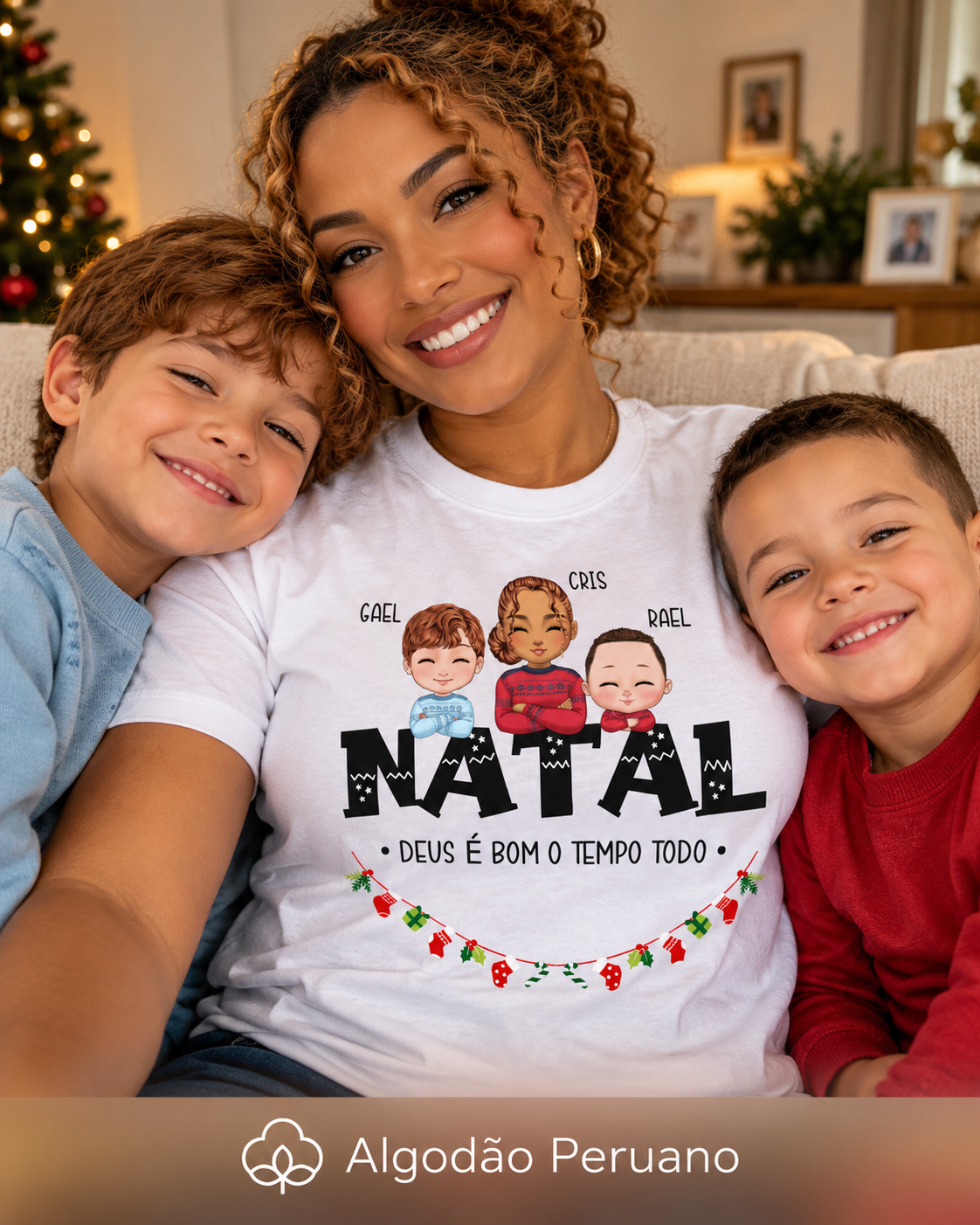 Família Natalina (Só Mamãe) - Algodão Peruano