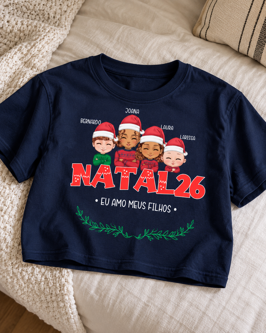 Família Natalina (Só Mamãe) - Cropped e Regata