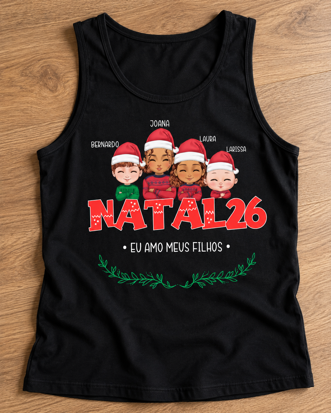 Família Natalina (Só Mamãe) - Cropped e Regata