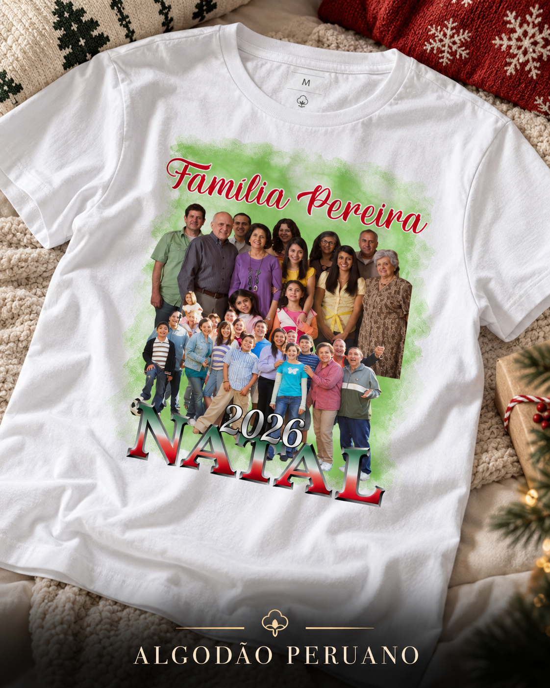 Minha Família Natalina Bootleg - Algodão Peruano
