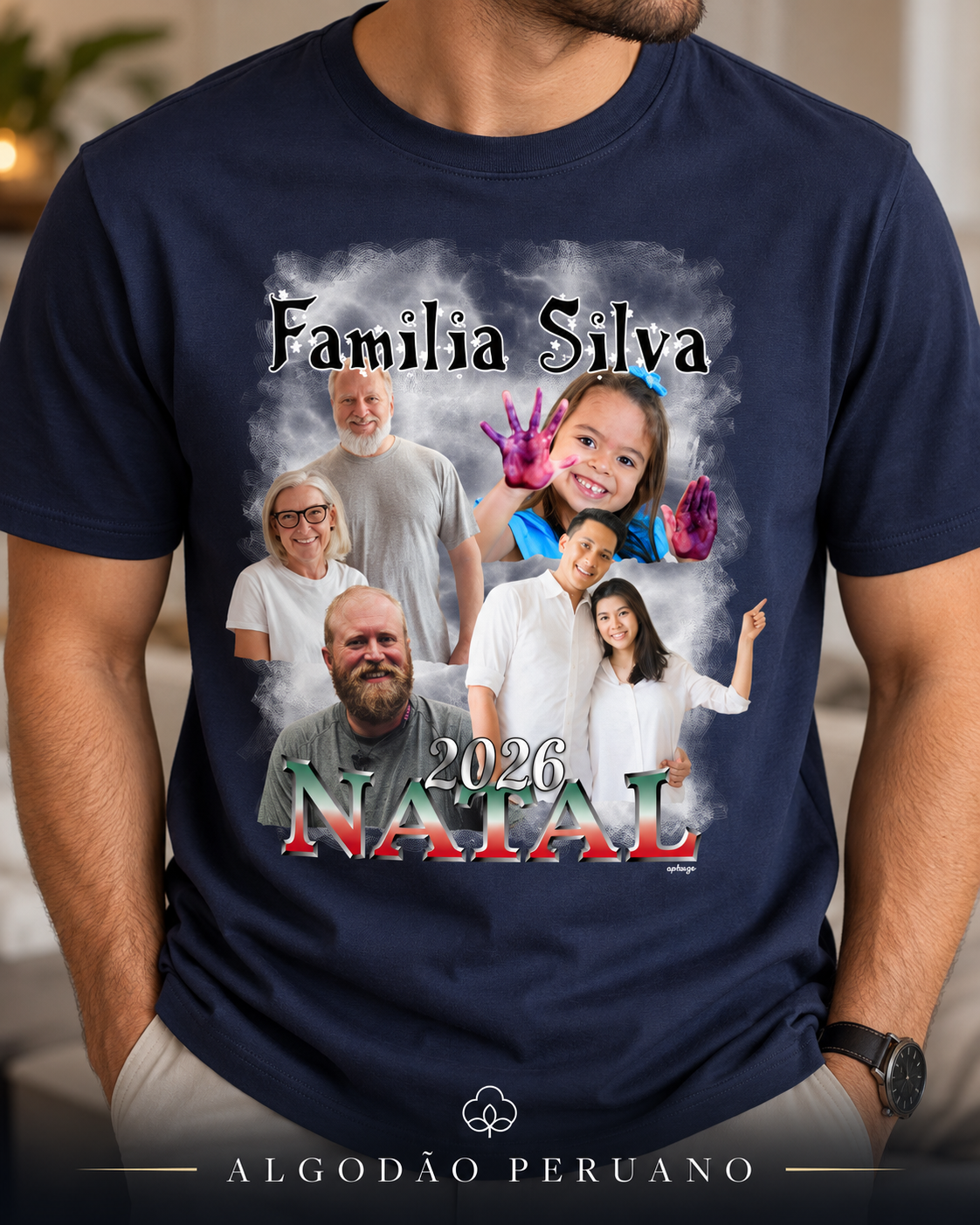 Minha Família Natalina Bootleg - Algodão Peruano