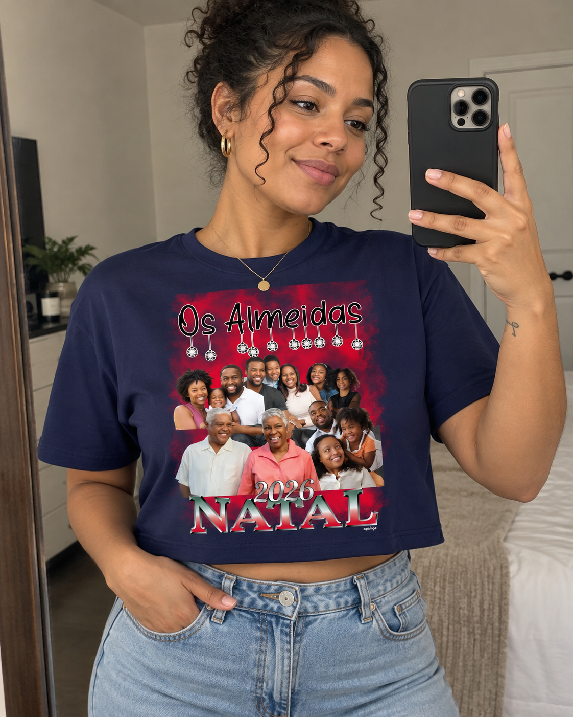 Minha Família Natalina Bootleg - Cropped e Regata