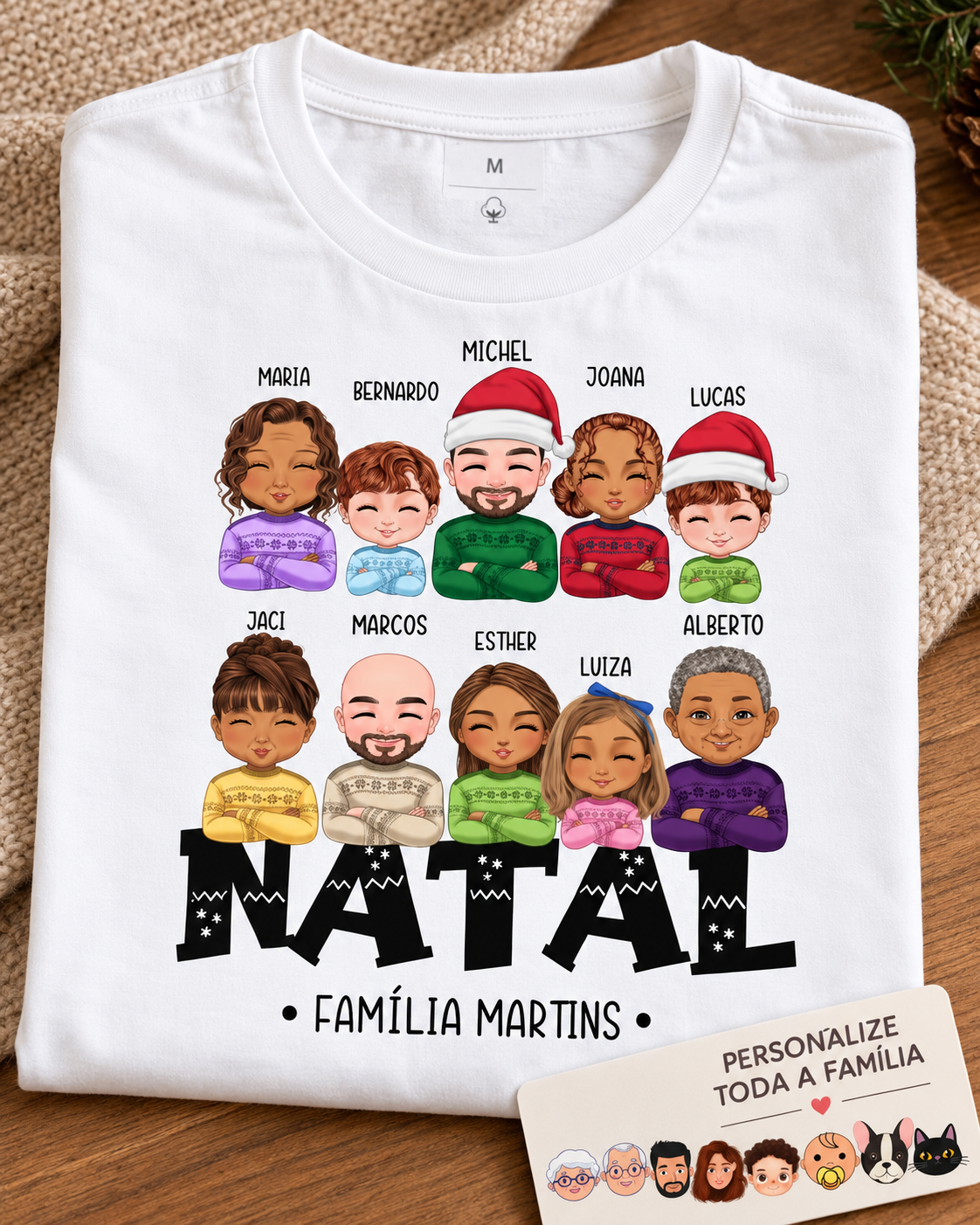 Família Natalina (7-10 Pessoas) (Cores Claras)