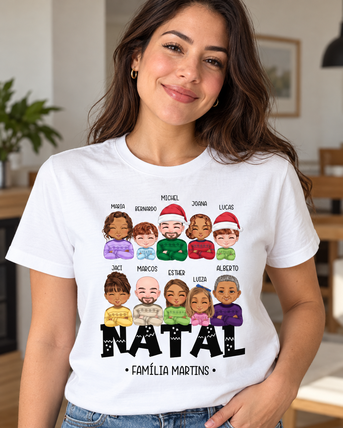 Família Natalina (7-10 Pessoas) (Cores Claras)