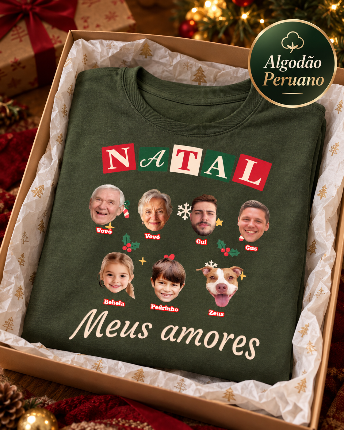 Natal em família - algodão Peruano
