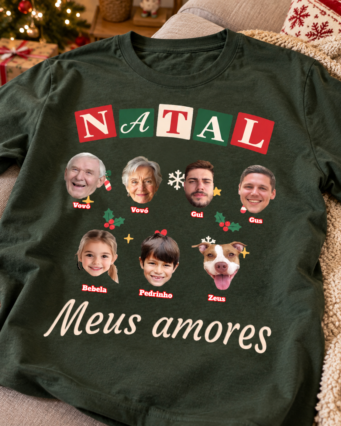 Natal em família - algodão Peruano