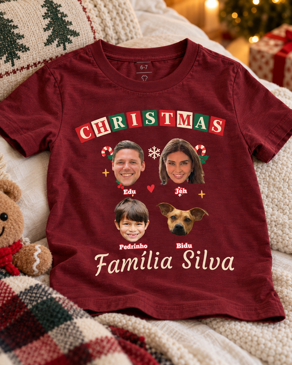 Natal em família - Camiseta Infantil