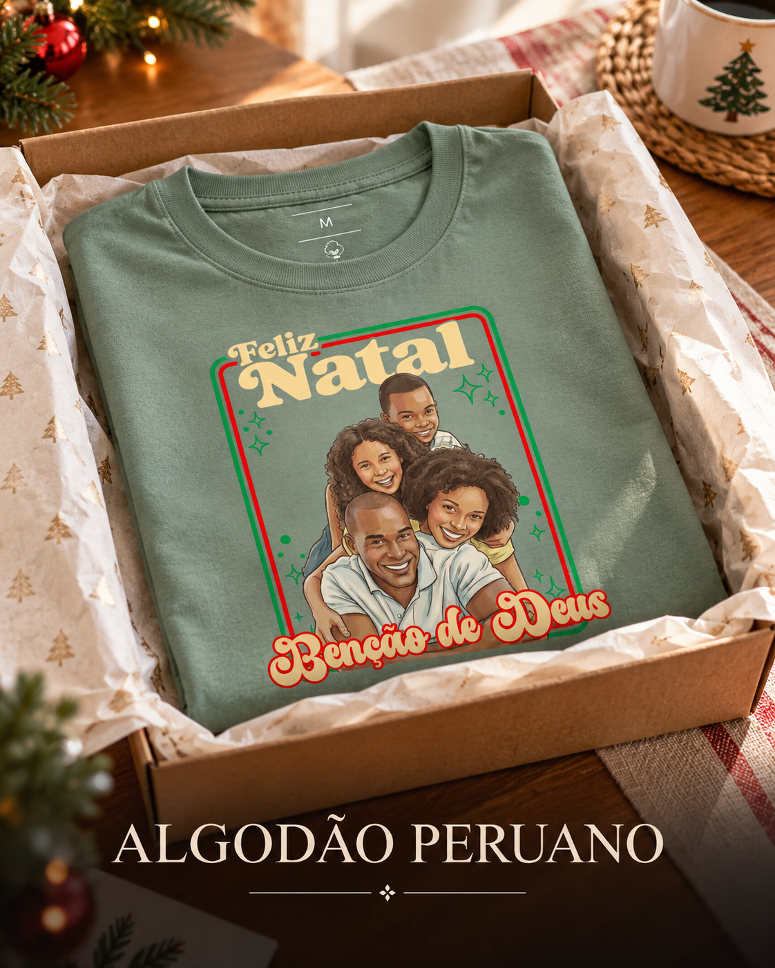 Natal Retro em Família - Algodão Peruano